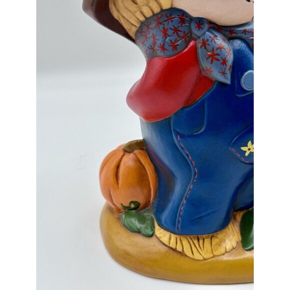 Vintage Ceramic Scarecrow Pumpkin Jackolantern Figurine Fall Halloween Decor - Picture 10 of 10